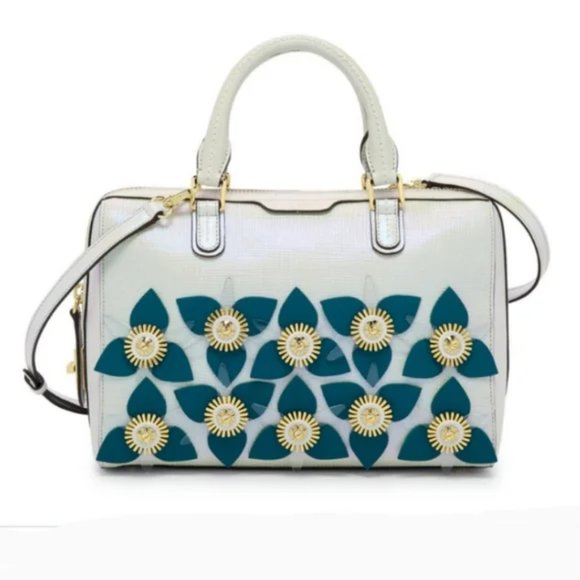 Henri Bendel West 57th Barrel Satchel Iridescent White NEW with Tags - Picture 1 of 8